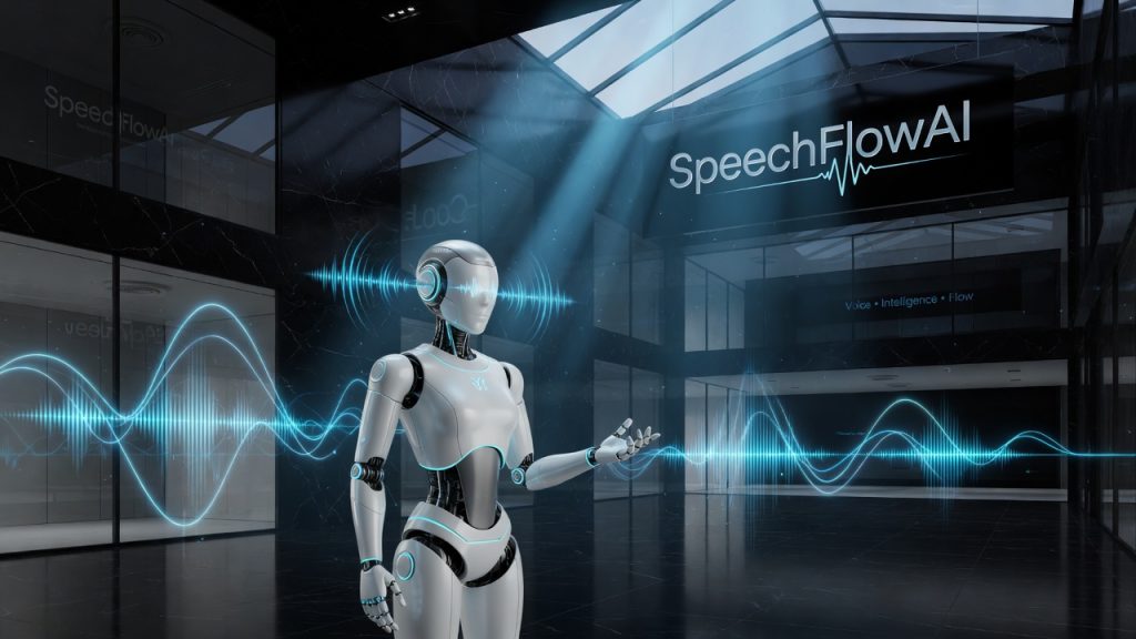 AI robot representing SpeechFlowAI helping businesses dominate with transformative AI