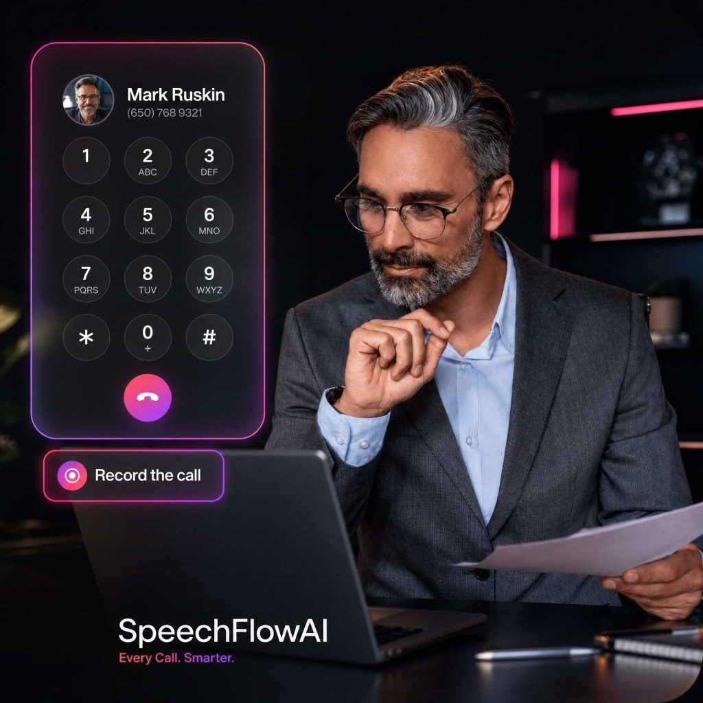 SpeechFlowAI call recording interface to improve representative performance