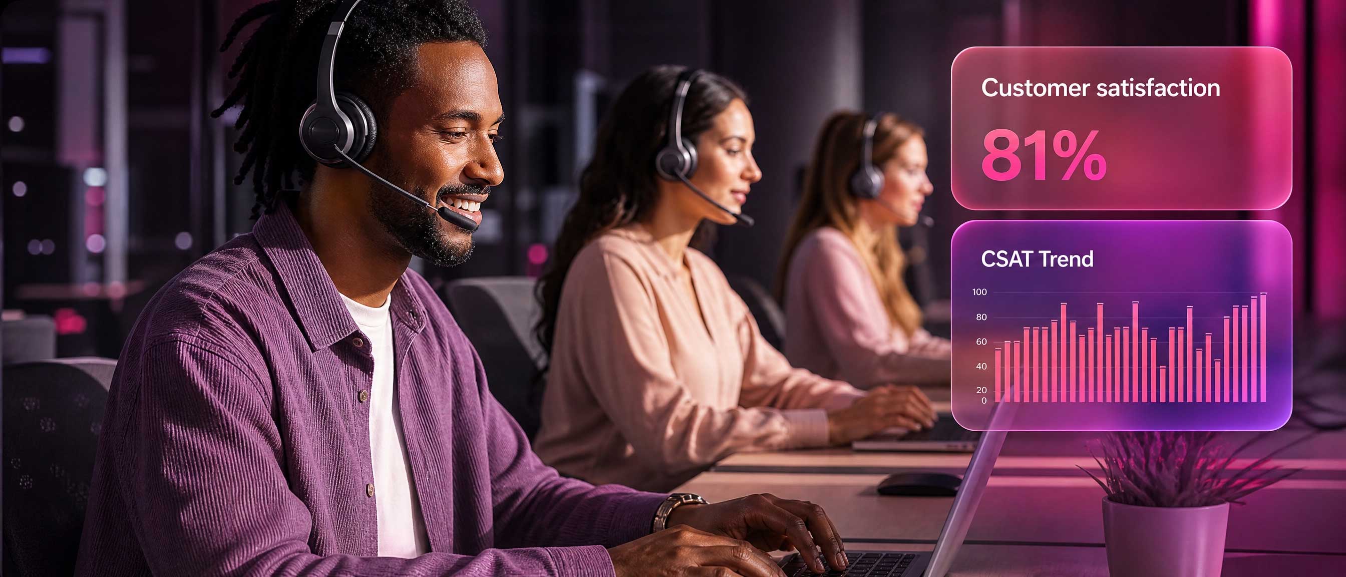 Customer service team using conversation intelligence to boost customer satisfaction and CSAT trends